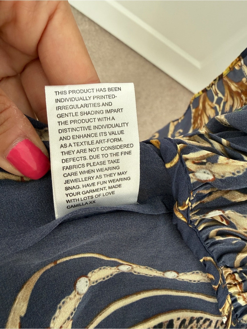 Camilla Navy and Gold Print Mini Dress - Picture 6 of 6